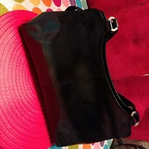 Authentic Monsac Original hard leather black bag.